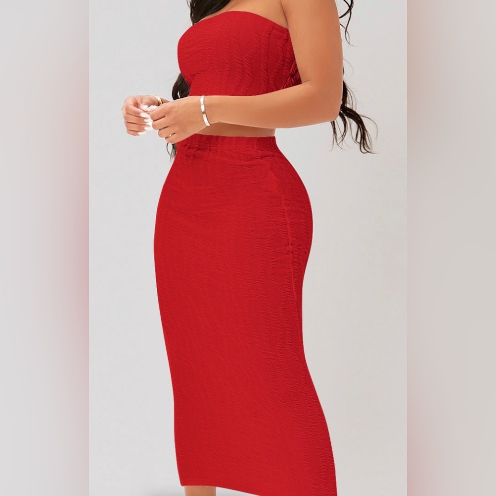 Two Piece Thick Material Top & Matching Long Skirt